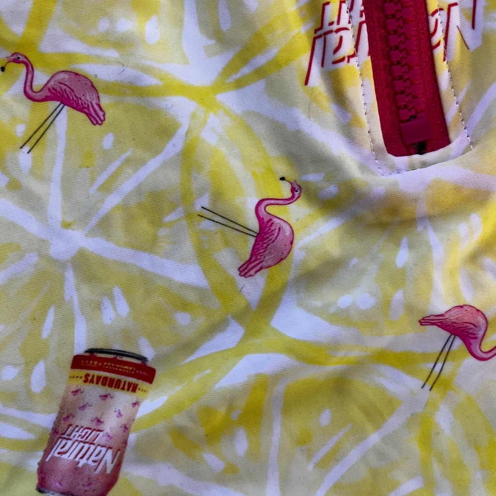 RSVLTS x Natural Light Flamingo Lemon One‎ Piece Swimsuit Pink Zipper Medium - Picture 5 of 5